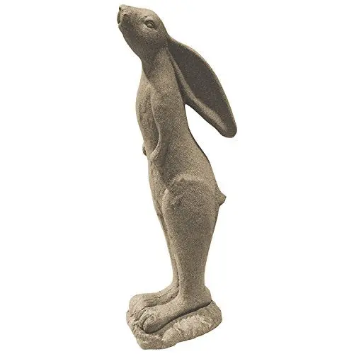 EMSCO Group Whimsical Rabbit Garden Statue – Handcrafted Resin Figurine with Natural Sandstone Finish, Lightweight Outdoor Decor (29″ Tall)