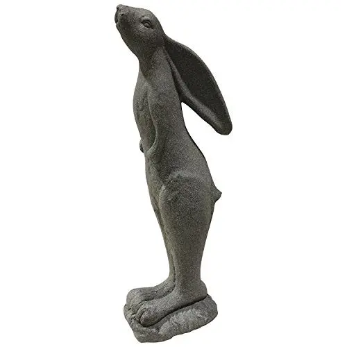 EMSCO Group Whimsical Rabbit Garden Statue – Lightweight Resin Sculpture with Natural Granite Finish, 29″ Tall