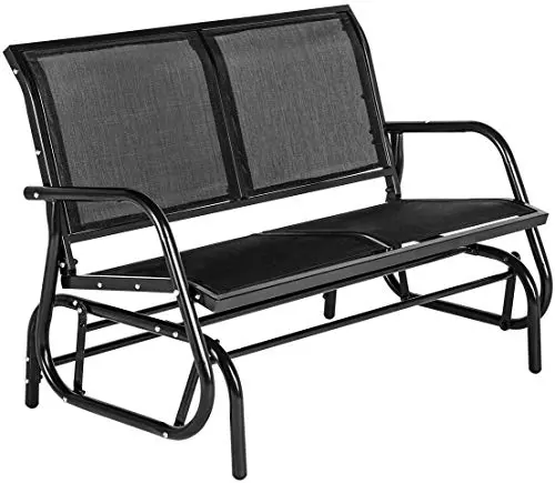 Esright Outdoor Swing Glider Loveseat – Two-Person Powder-Coated Steel Rocking Bench for Patios and Gardens