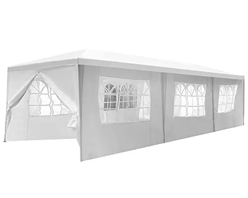 FDW 10×30 ft Pop-Up Party Tent – Outdoor Canopy with 8 Removable Side Walls for Weddings, Patios & Carports