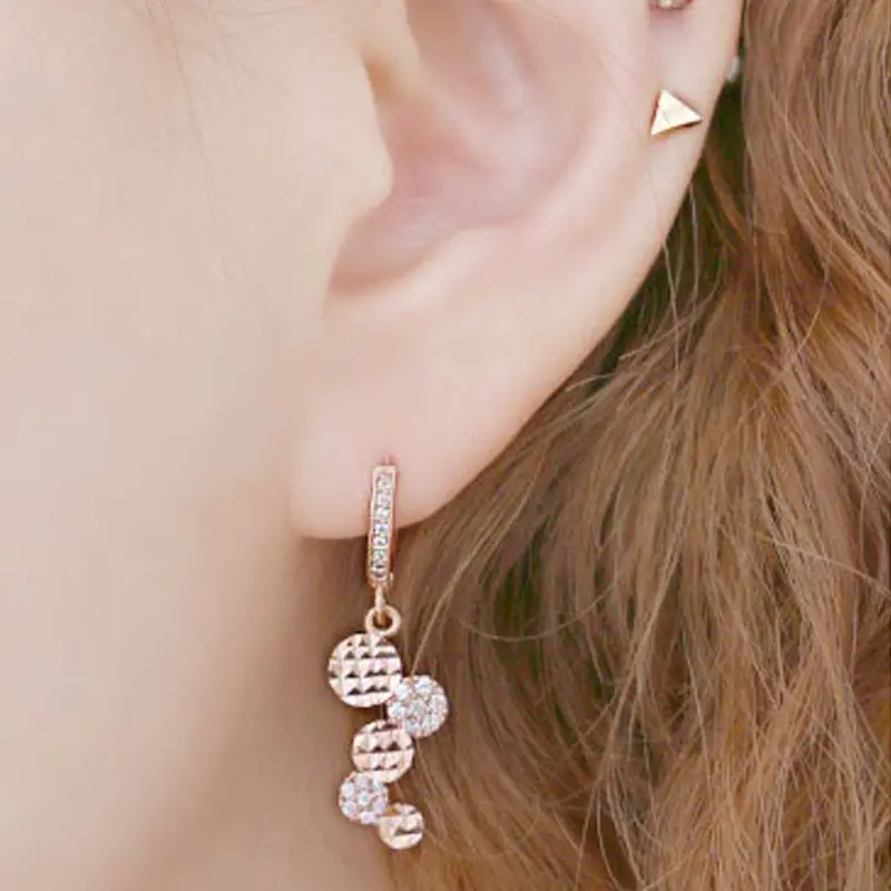 Fion Rose Gold Circle Coin Earrings – 14K Gold-Plated Crystal Studs