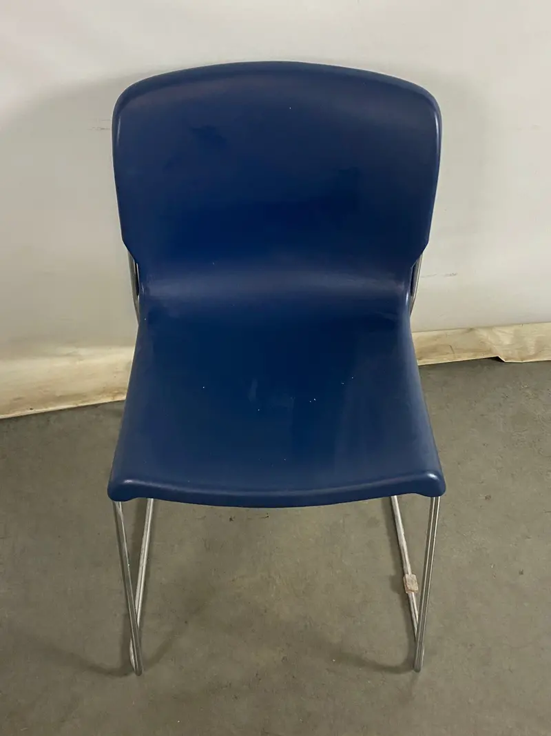 Fixtures Furniture D-Series Blue Plastic Chair – Stackable Design