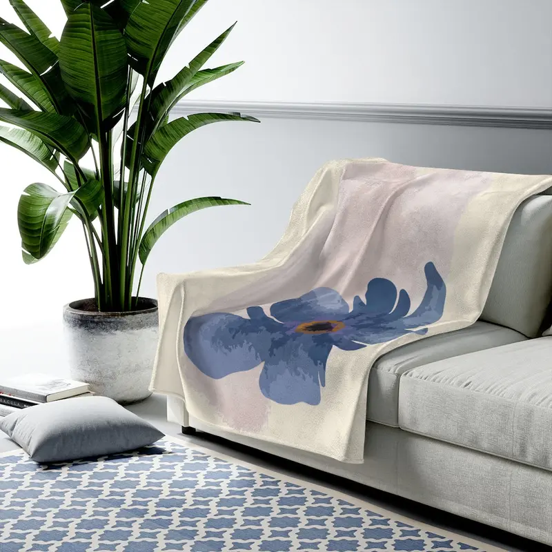 Floral Abstract Print Soft Plush Throw Blanket