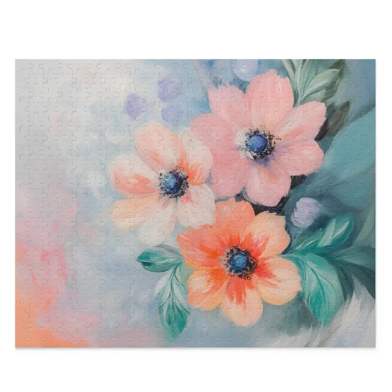 Floral Garden Jigsaw Puzzle – 500-Piece Soft Pastel Illustration