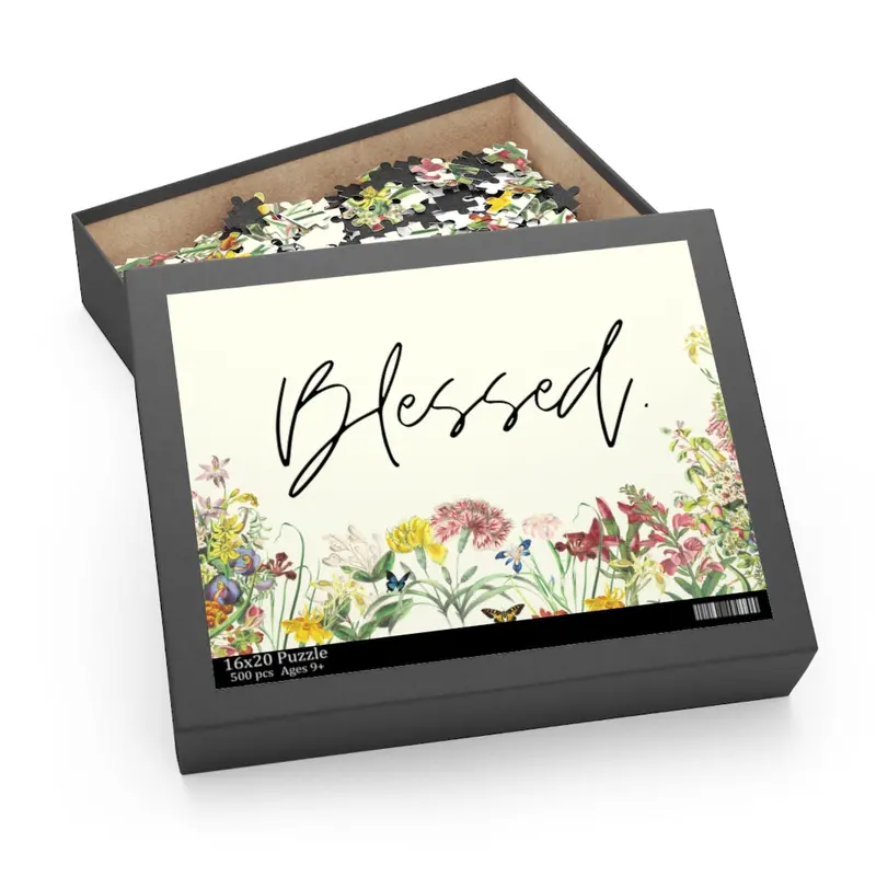 Floral-Inspired ‘Blessed’ Inspirational 500-Piece Jigsaw Puzzle