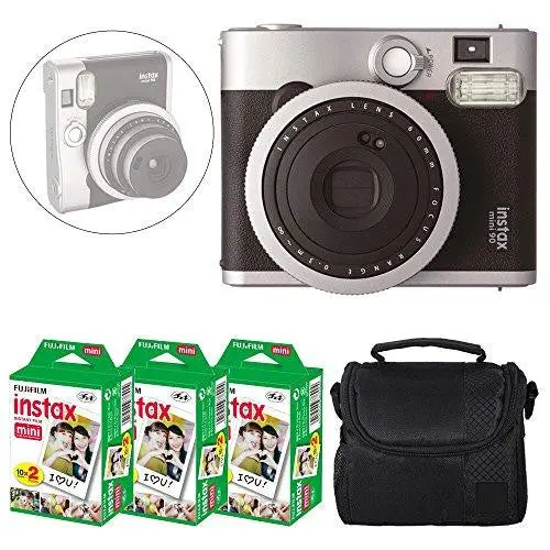 Fujifilm INSTAX Mini 90 Neo Classic Instant Camera Bundle – Includes 60-Film Pack & Protective Case (Black)