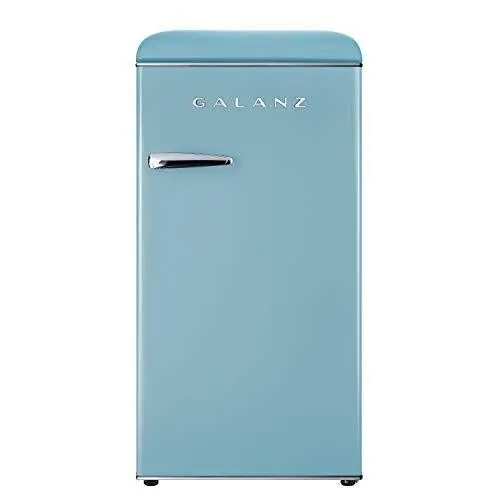 Galanz Retro Compact Refrigerator – 3.3 Cu Ft Single-Door Mini Fridge with Chiller and Vintage Blue Design