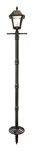 Gama Sonic Baytown EZ Anchor Solar Lamp – Bright White LED Post Light in Sleek Black Finish