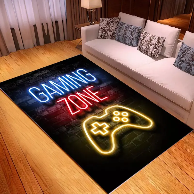 Gamer-Themed Area Rug with RGB-Inspired Design