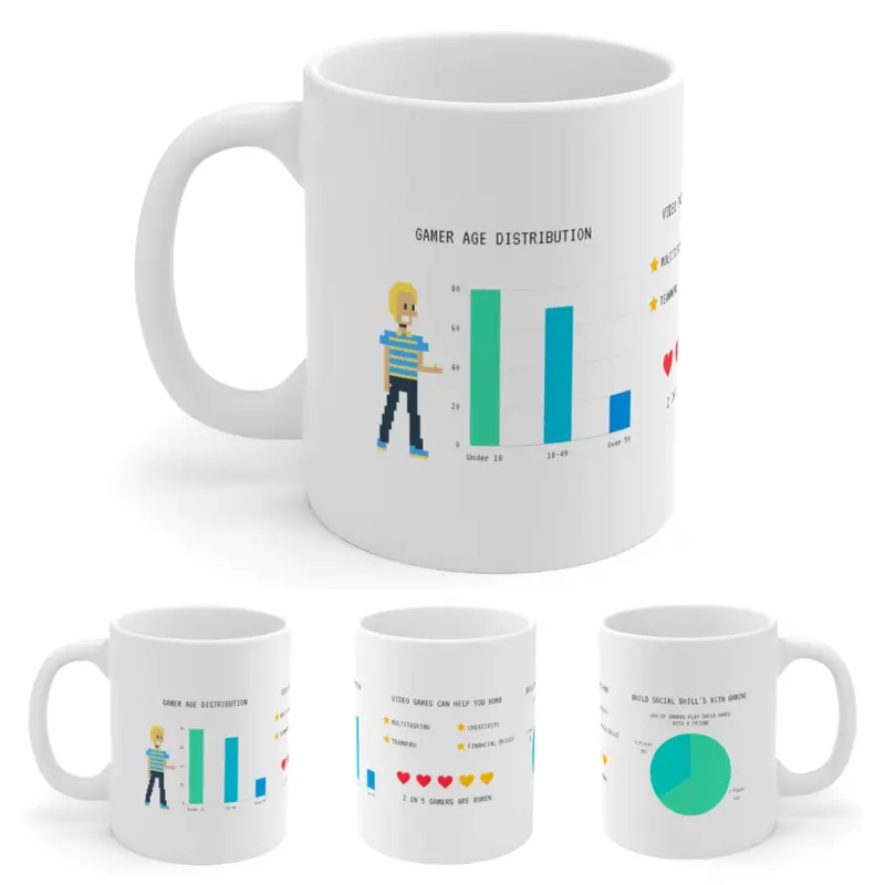 Gamers Infographic Mug – Stats & Humor Combo