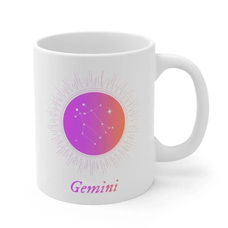 Gemini Zodiac Mug – Dual-Personality Inspired Ceramic Cup