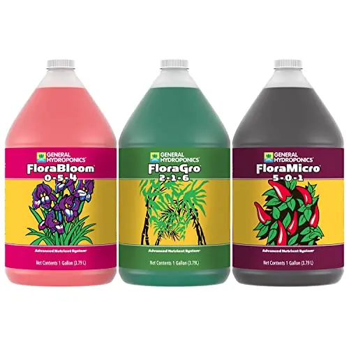 General Hydroponics Flora Series Combo – Grow, Bloom & Micro Nutrient Set (1-Gallon Each) for Complete Hydroponic Plant Nutrition