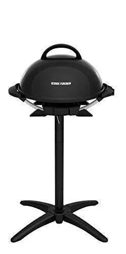 George Foreman 15-Serving Indoor/Outdoor Electric Grill – Large Dual-Surface Grill with Adjustable Temperature Control – Sleek Black