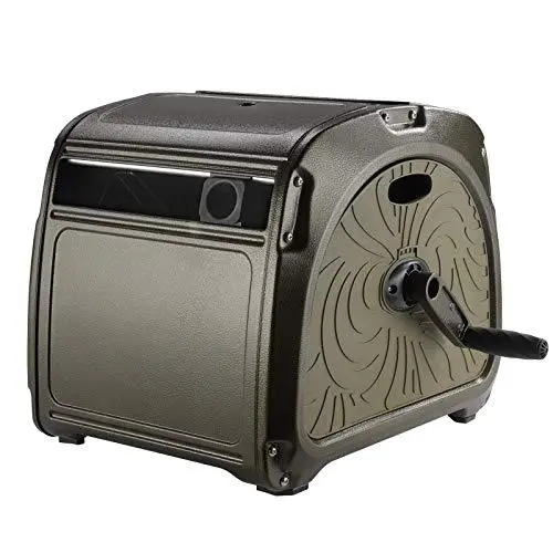 Giraffe Heavy-Duty Retractable Hose Reel Box – 130-Foot Capacity Metal Enclosure with Crank Handle