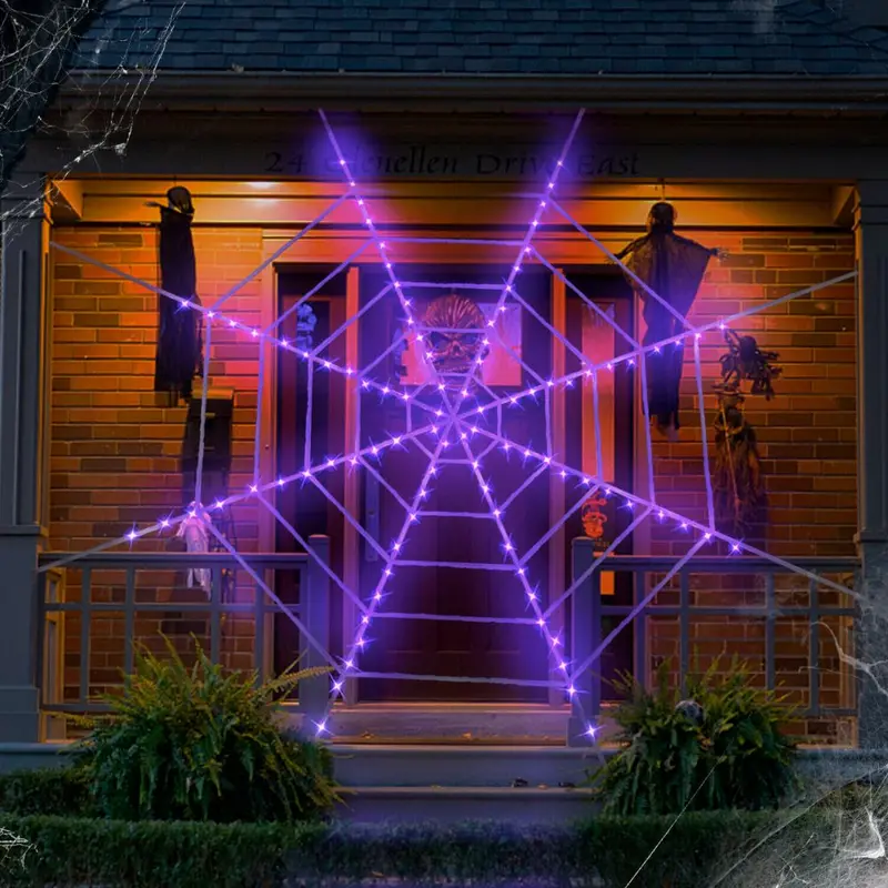 Glowing Large-Scale Halloween Cobweb Display Prop