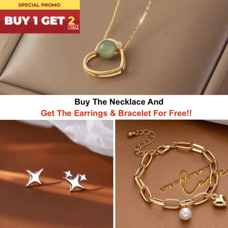Golden Heart Jade Pendant Necklace – Buy 1, Get 2 Free