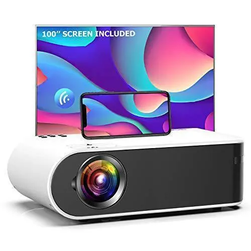 GooDee W18 Mini WiFi Projector – Portable 1080P HD Movie Projector with Smartphone Mirroring, HDMI, USB & TV Stick Support