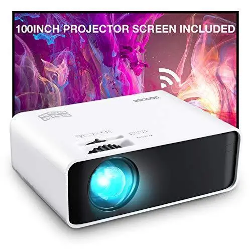 GooDee WiFi Mini Projector – Portable 1080p LED Home Theater Device with Built-in Screen & Mobile Compatibility