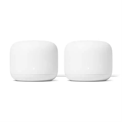 Google Nest Wifi AC2200 Mesh Router System – Dual-Band Coverage for Up to 4,400 Sq Ft, Includes Two Units for Seamless Whole-Home Connectivity