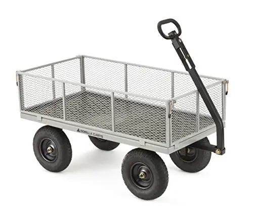 Gorilla Carts GOR1001-COM Heavy-Duty Utility Cart – 1000-Lb Capacity, Removable Sides, Industrial-Grade Steel Frame (Gray)