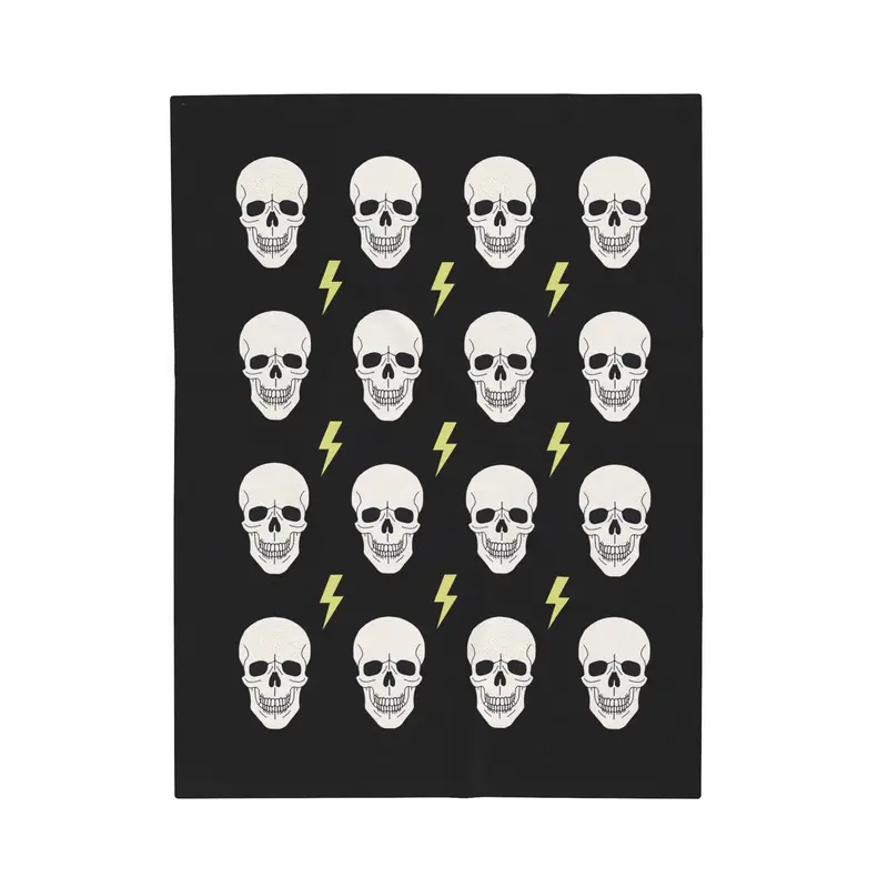 Gothic Skeleton Design Plush Throw Blanket