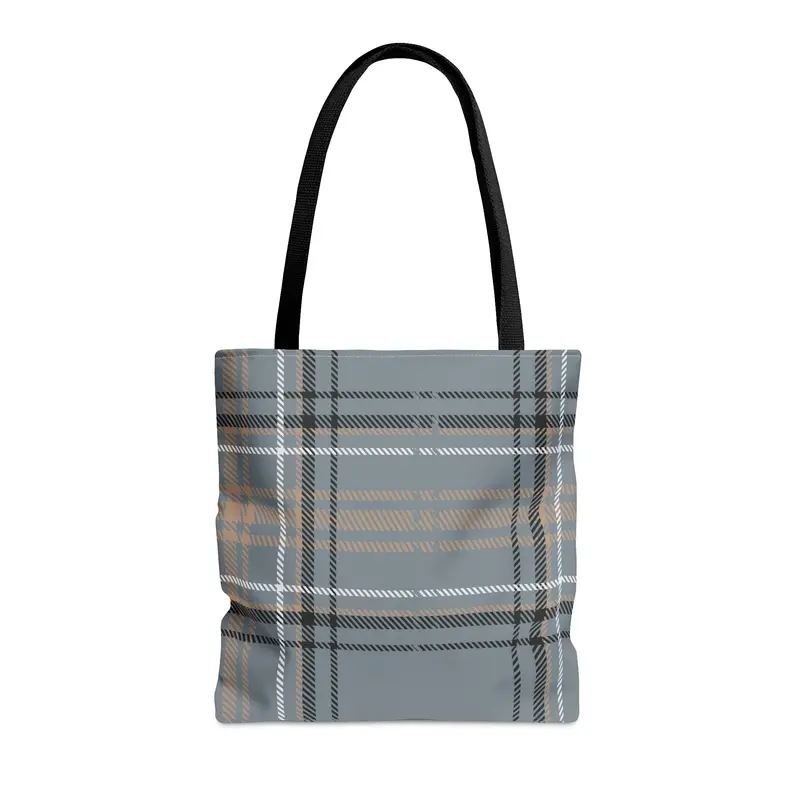 Gray Plaid Stylish Carryall Tote Bag