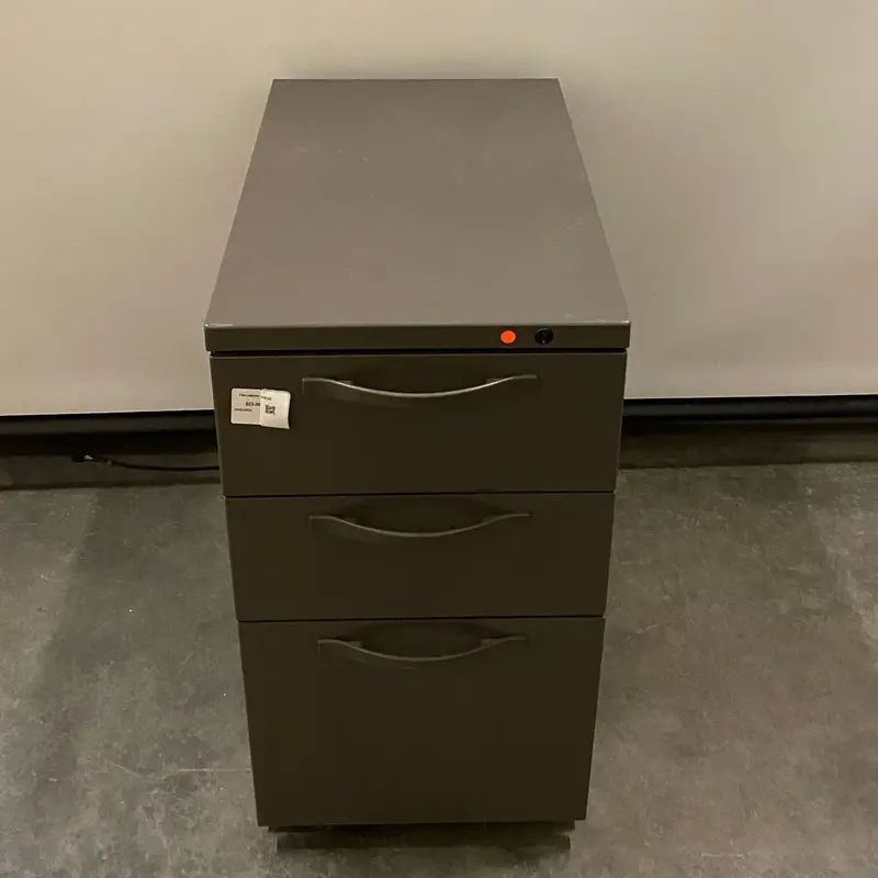 Gray Three-Drawer Lateral File Cabinet – Locking Drawers, Steel Construction