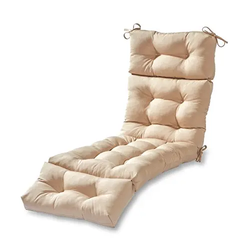 Greendale Home Fashions 72-Inch Stone Outdoor Chaise Lounge Cushion – All-Weather Polyester Fabric