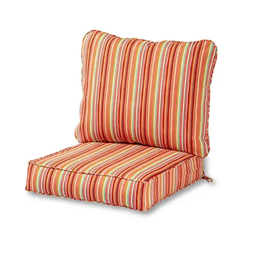 Greendale Home Fashions Coastal Stripe Deep Seat Cushion Set – Watermelon Accent