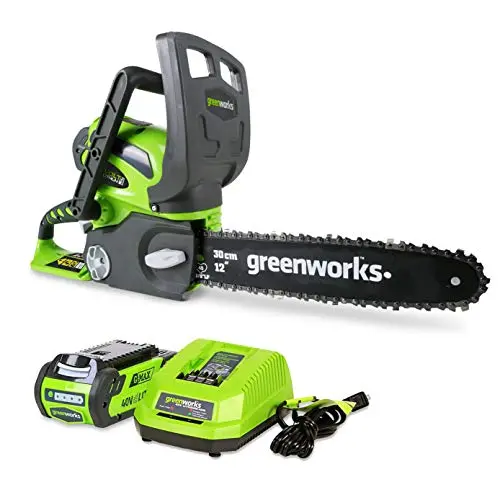 Greenworks 40V 12″ Cordless Chainsaw – Complete Kit with 2.0Ah Battery & Charger for Light to Medium Duty Use