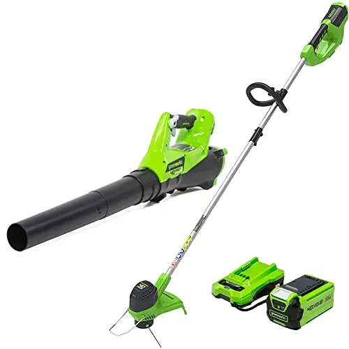 Greenworks 40V String Trimmer & Blower Combo Kit – Dual-Purpose Cordless Yard Tool with Battery & Charger