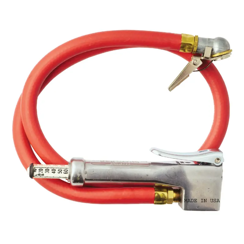 Grip-Style Bayonet Tire Inflator Gauge with Secure Valve-Locking Chuck