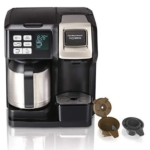 Hamilton Beach FlexBrew Thermal Coffee Maker – Dual-Brew System for K-Cup Pods or Ground Coffee, Programmable Timer (Black/Stainless)