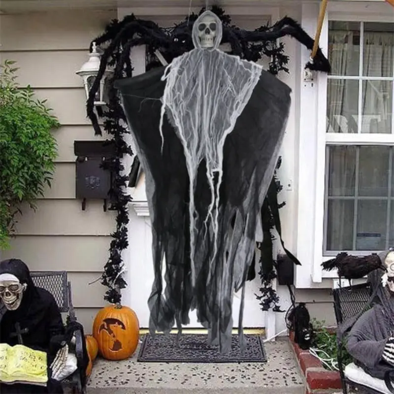 Hanging Glow-in-the-Dark Skull and Ghost Decor Set