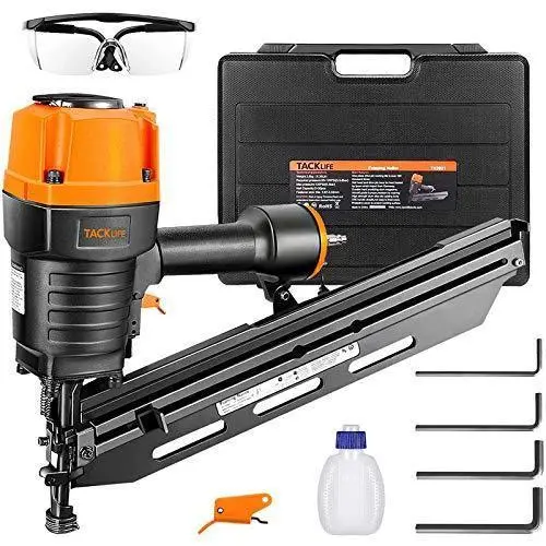 Heavy-Duty Framing Nailer Kit – 21° Full-Round Head Nail Gun (2″–3.5″ nails), 60-Nail Magazine, Ergonomic Design with Safety Goggles & Carry Case