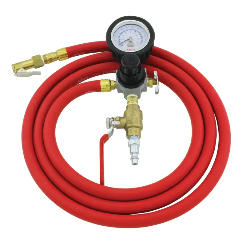 Heavy-Duty Truck Tire Inflator Gauge with 7-Foot Rubber Hose & Ergonomic Grip – 10–160 PSI