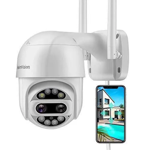 HeimVision Dual-Lens PTZ Outdoor Security Camera – 2x2MP Ultra HD, 12X Zoom, 360° Pan/Tilt, Color Night Vision & Weatherproof Build