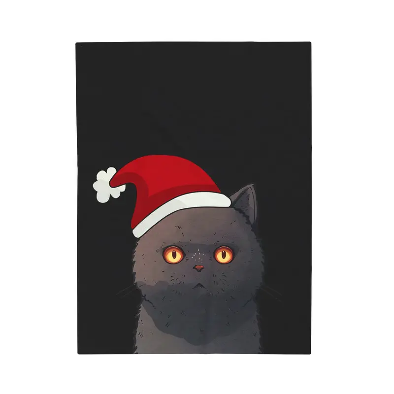 Holiday Black Cat Plush Throw Blanket