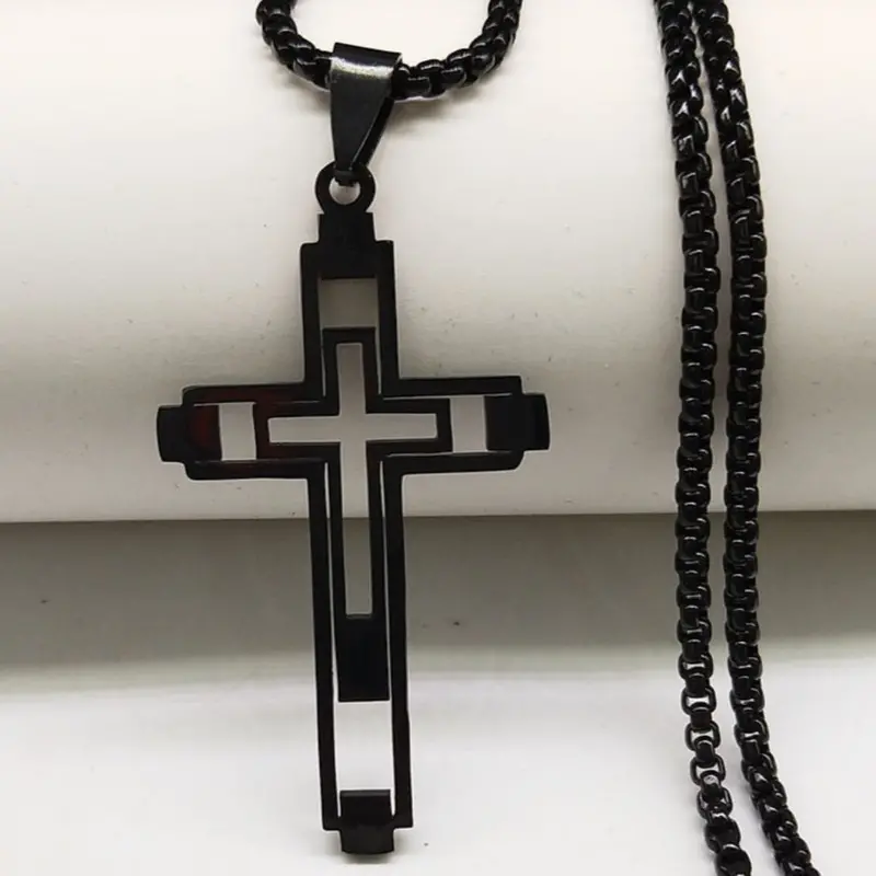Hollow-Out Cross Pendant Necklace