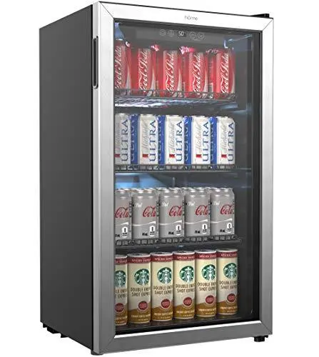 hOmeLabs 120-Can Beverage Refrigerator – Glass-Door Mini Fridge for Soda, Beer, or Wine