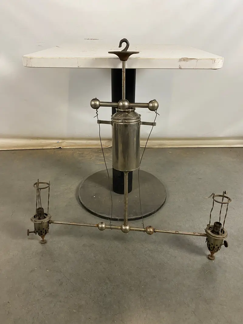 Hydro-Carbon Era Chandelier – Antique Two-Light Gas-to-Electric Conversion Fixture