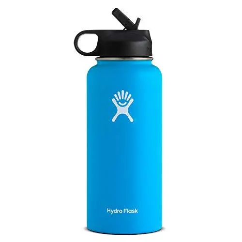 Hydro Flask Wide Mouth Water Bottle – 40 oz Vacuum-Insulated Stainless Steel with Straw Lid (Pacific Color)