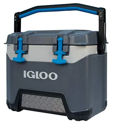 Igloo BMX 25-Quart Cooler – Carbonite Gray & Blue Insulated Portable Cooler with Cool Riser Tech, Fish Ruler, and Tie-Down Points