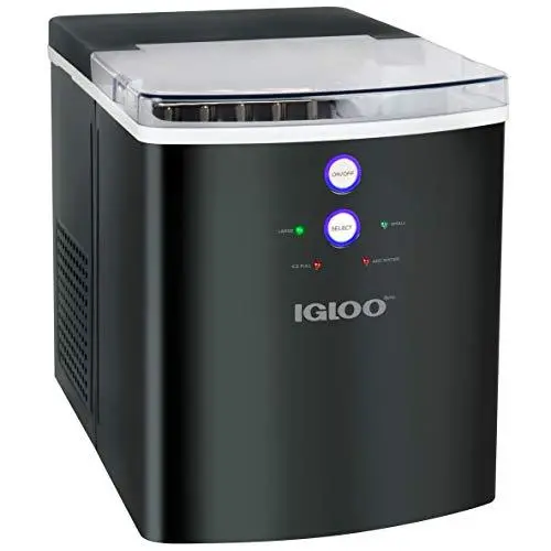 Igloo ICEB33BS Countertop Ice Maker – Produces 33 lbs Daily, 9 Cubes in 7 Minutes; Includes Scoop & Basket (Black Stainless Steel)