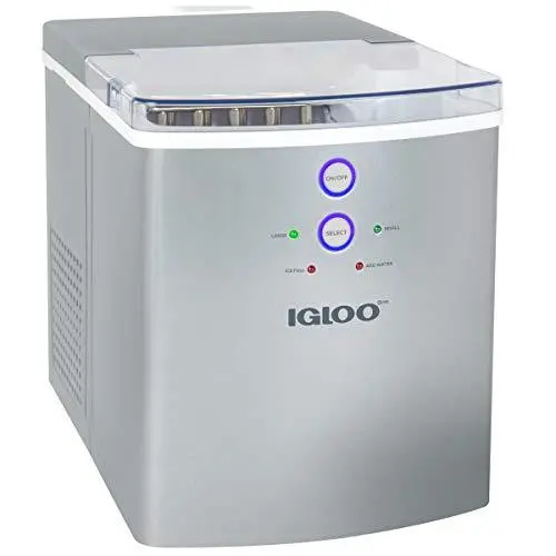 Igloo ICEB33SL Countertop Ice Maker – 33 lbs/Day, 9 Cubes in 7 Minutes, Includes Scoop & Basket, Ideal for Bottled Water & Entertaining