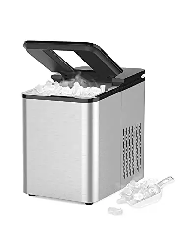 IKT Countertop Ice Maker – Self-Cleaning Pellet Ice Machine (26.5 lbs/Day, 9 Cubes in 6 Min) with Scoop & Bucket