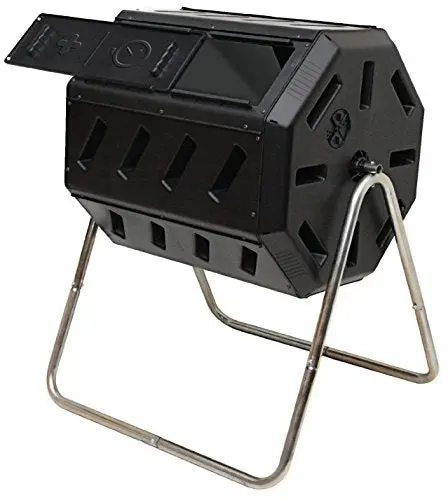 IM4000 Dual-Chamber Tumbling Composter – Black Rotating Bin for Faster, Odor-Free Composting