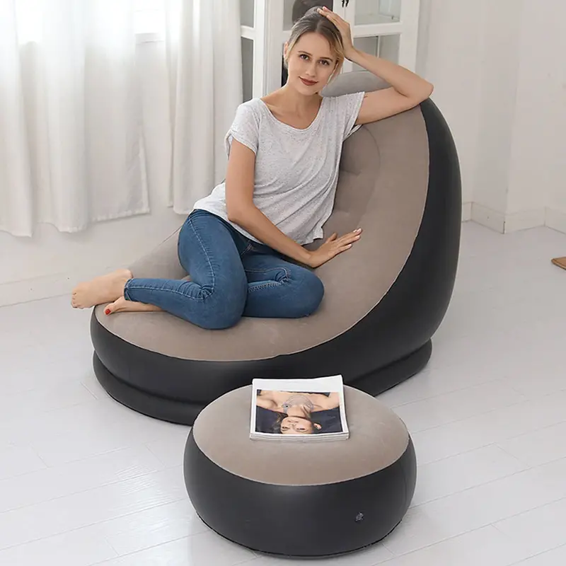Inflatable Lounge Chair with Detachable Footrest – Bean Bag Style