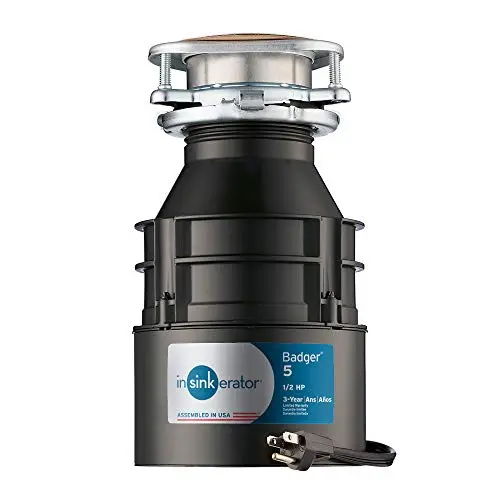 InSinkErator Badger 5 Garbage Disposal – 1/2 HP Continuous Feed with Integrated Cord