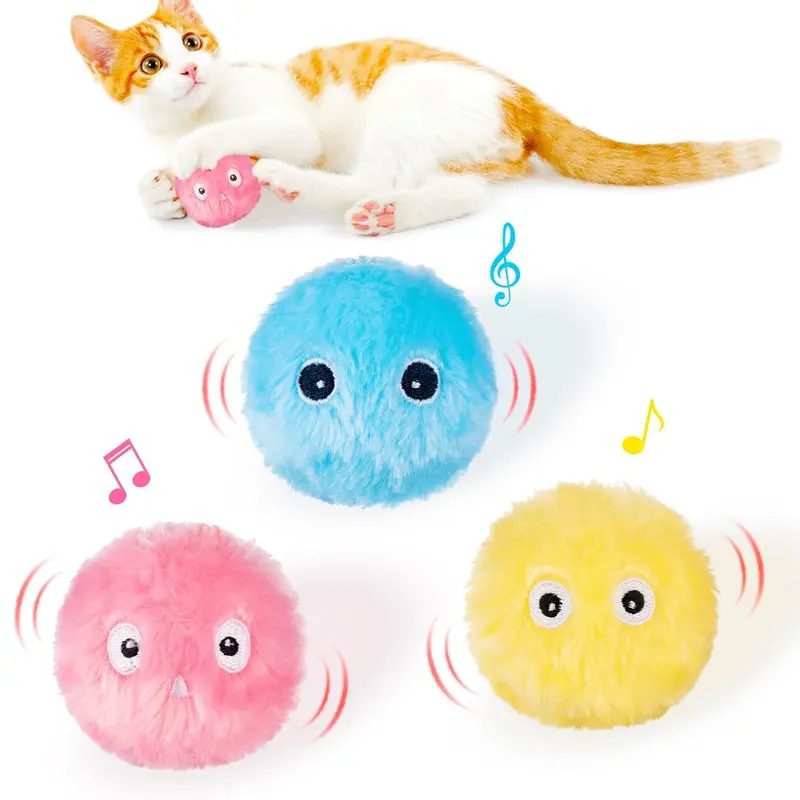 Interactive Self-Rolling Plush Toy Ball for Cats and Dogs